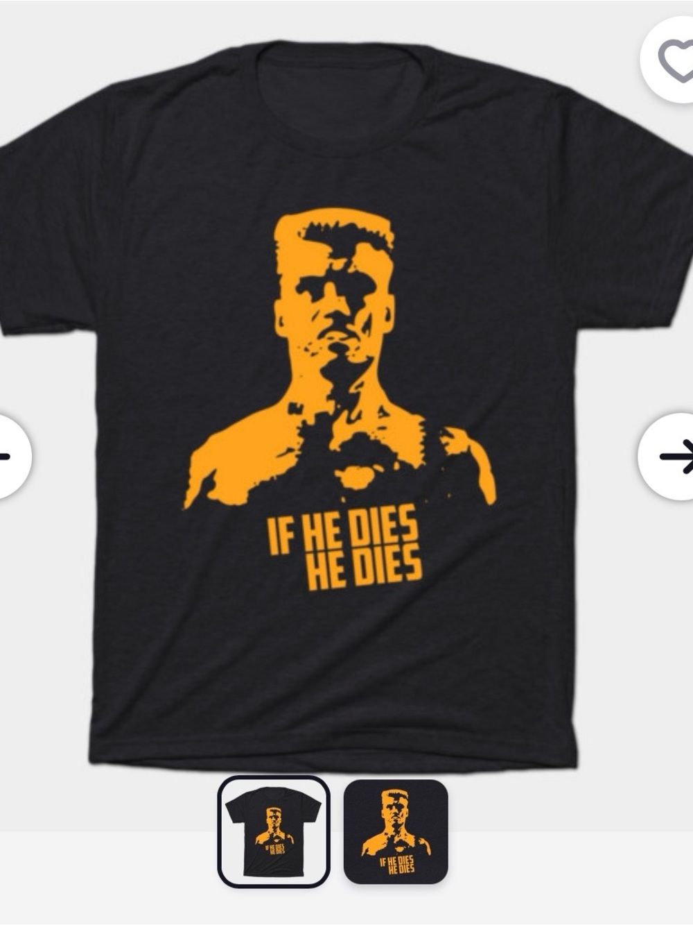 Men's Black Extra Soft Short Sleeve Rocky T-shirt ‘If He Dies He Dies'